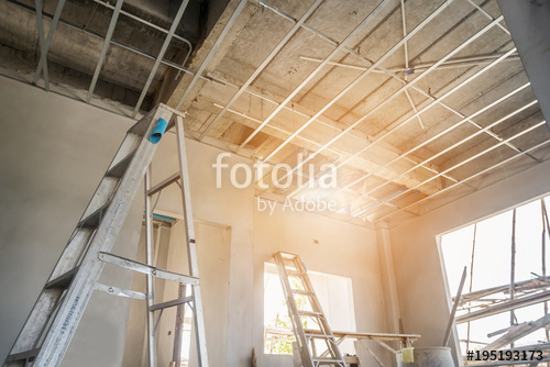 Install Metal Frame For Plaster Board Ceiling At House Under